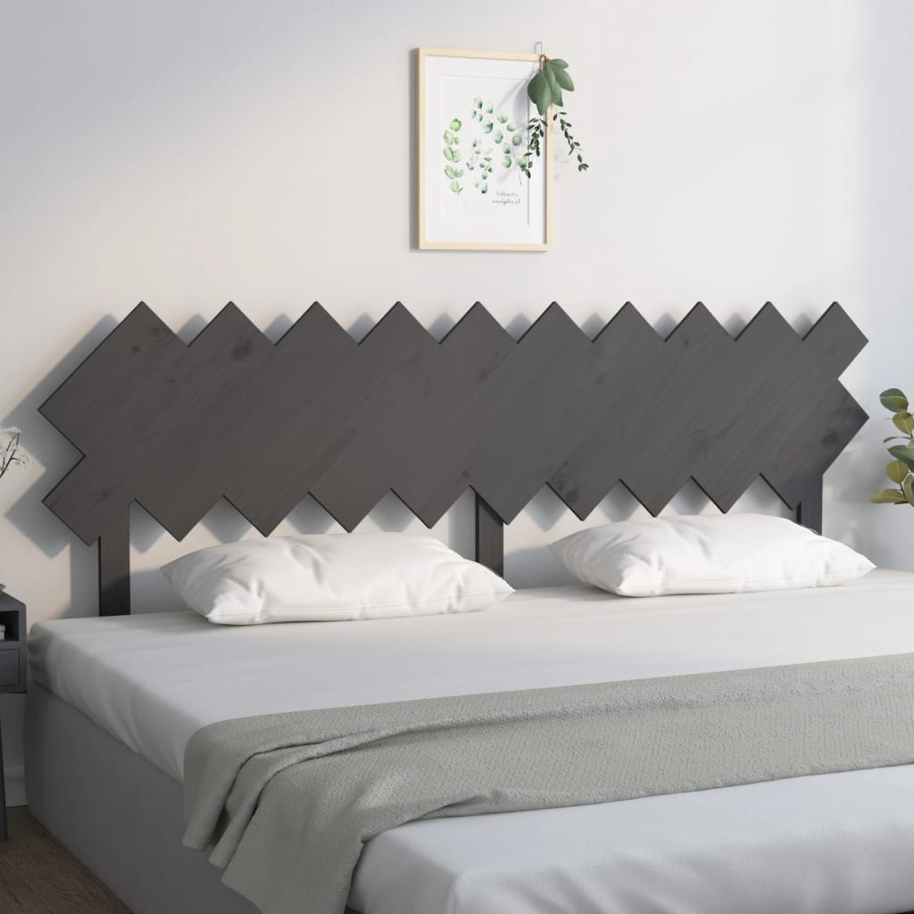 Bed Headboard Grey 196x3x80.5 cm Solid Wood Pine - Discount Dealers