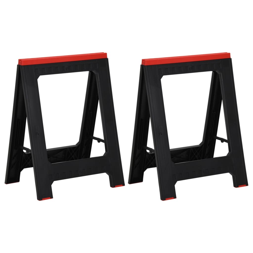 Foldable Work Trestles 2 pcs Black and Red Polypropylene 350 kg - Sid & Sam