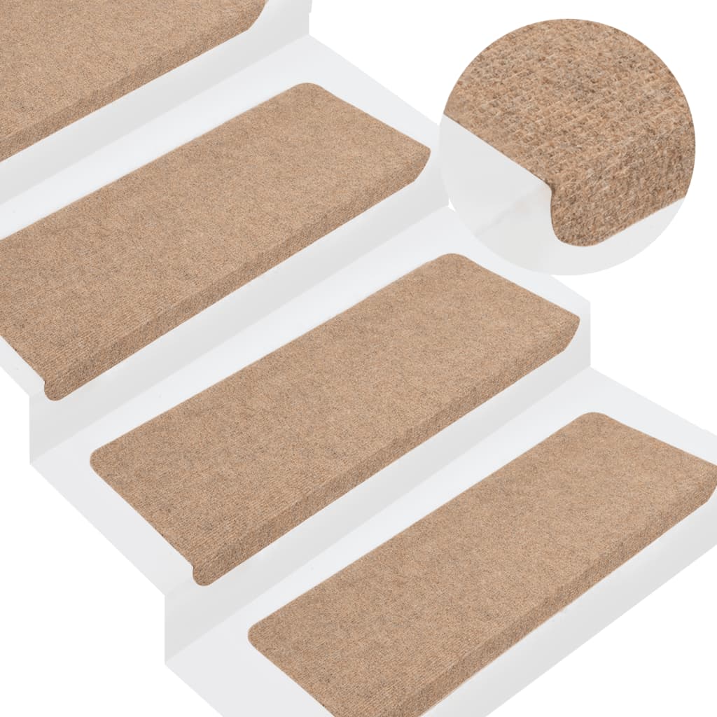 Stair Mats Self-adhesive 15 pcs 65x24.5x3.5 cm Beige - Brittle & Co