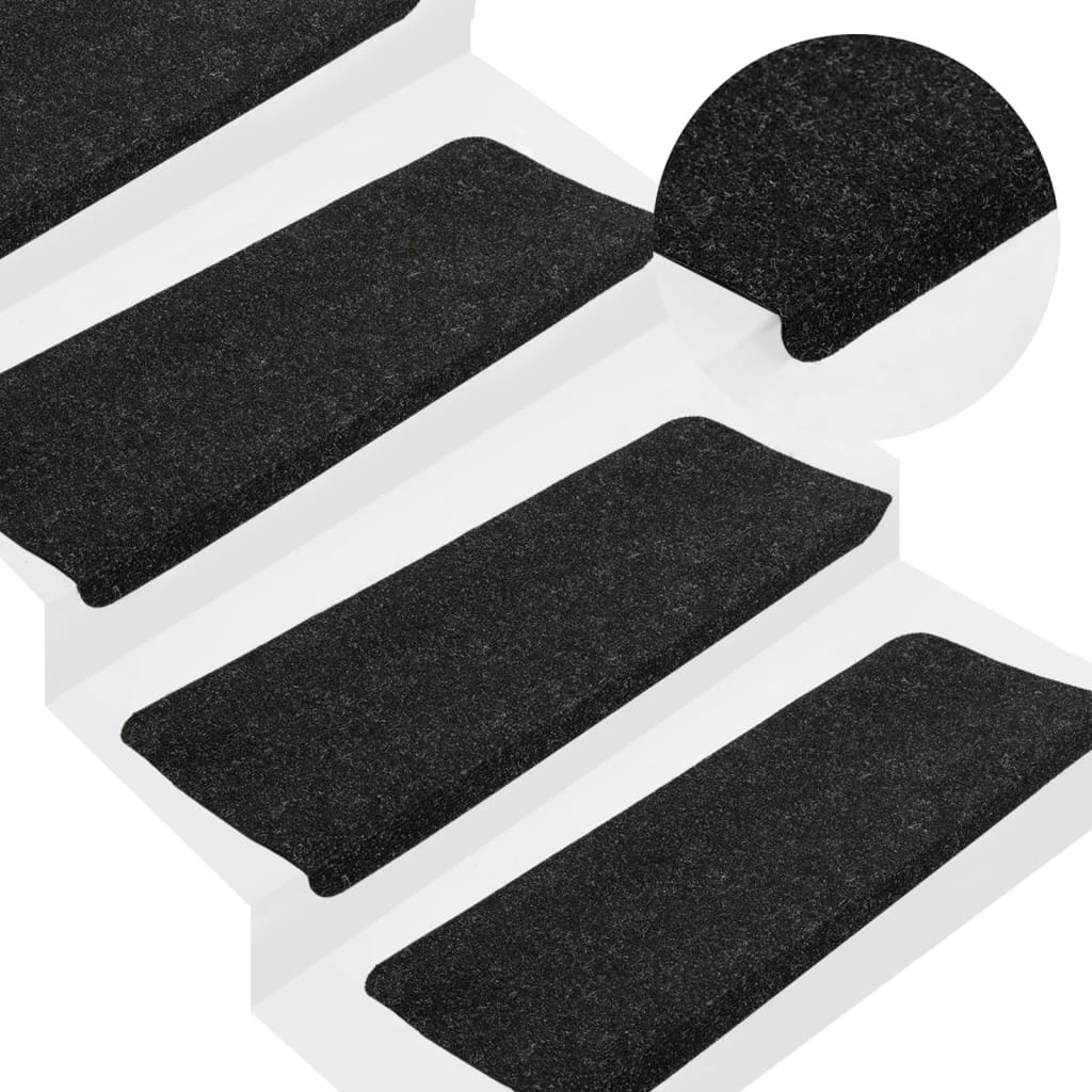 Stair Mats Self-adhesive 15 pcs 65x24.5x3.5 cm Anthracite - Unbeatable Bargains
