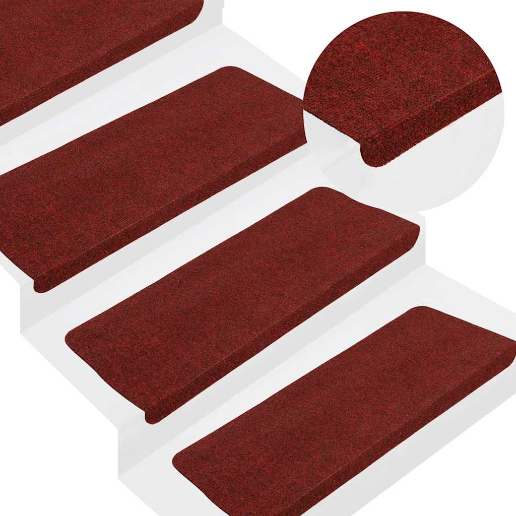 Stair Mats Self-adhesive 15 Pieces 65x24.5x3.5 cm Red - Design Hut