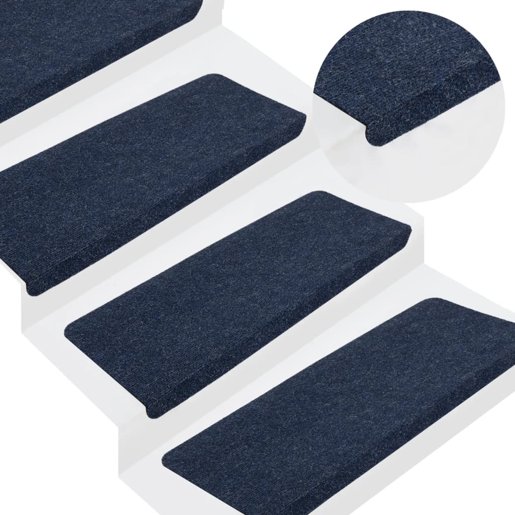 Stair Mats Self-adhesive 15 pcs 65x24.5x3.5 cm Blue - Brittle & Co