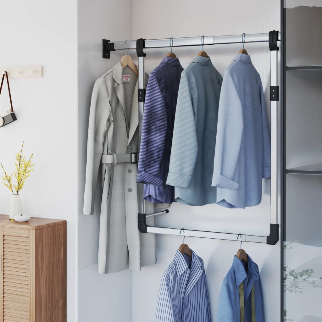 Telescopic Wardrobe Hanging Rail Silver - Decor Base