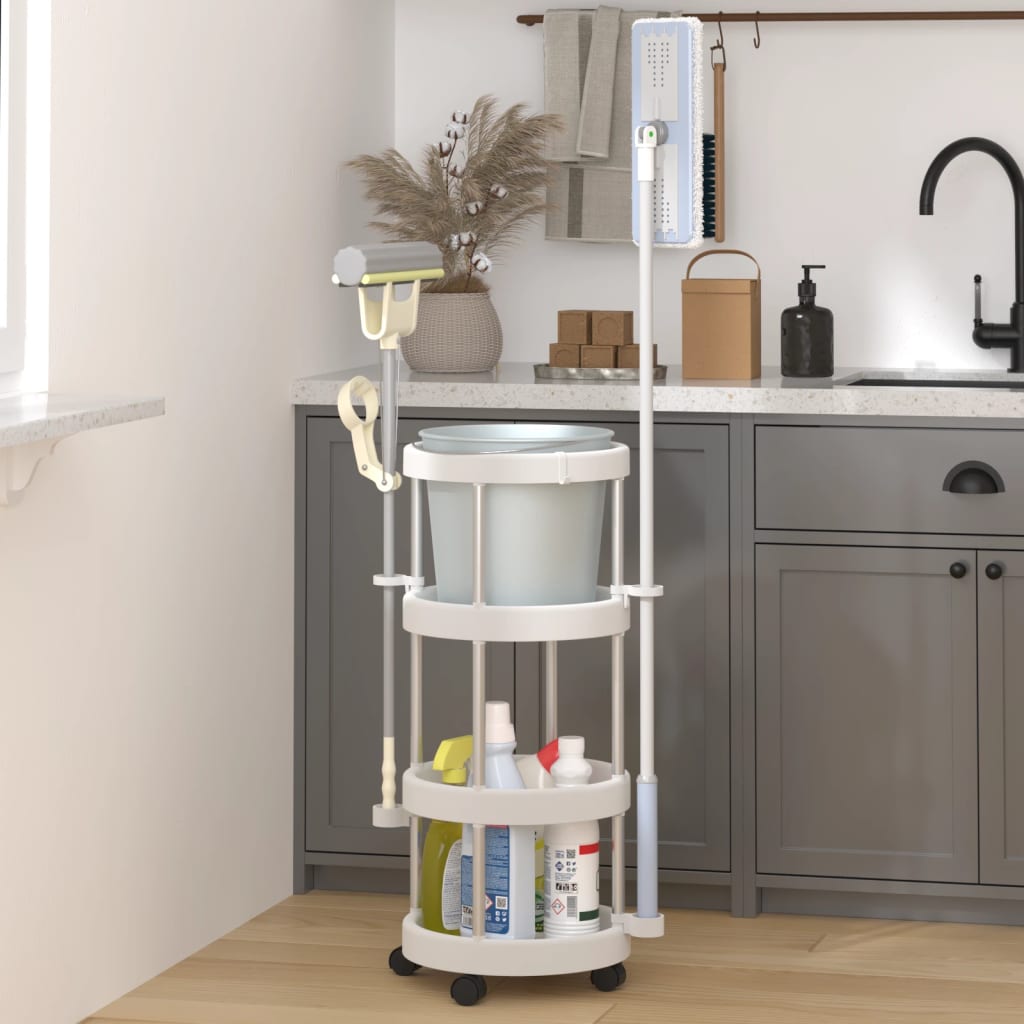 Cleaning Trolley with Storage Basket Aluminium - Millennium Furniture