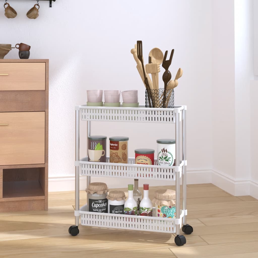3-Tier Storage Trolley Silver and White Aluminium - Unbeatable Bargains