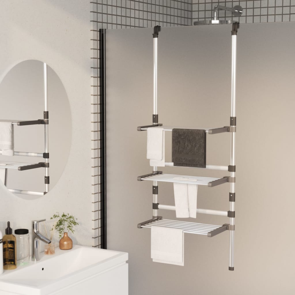 3-Tier Hanging Laundry Drying Rack Aluminium - Decor Base