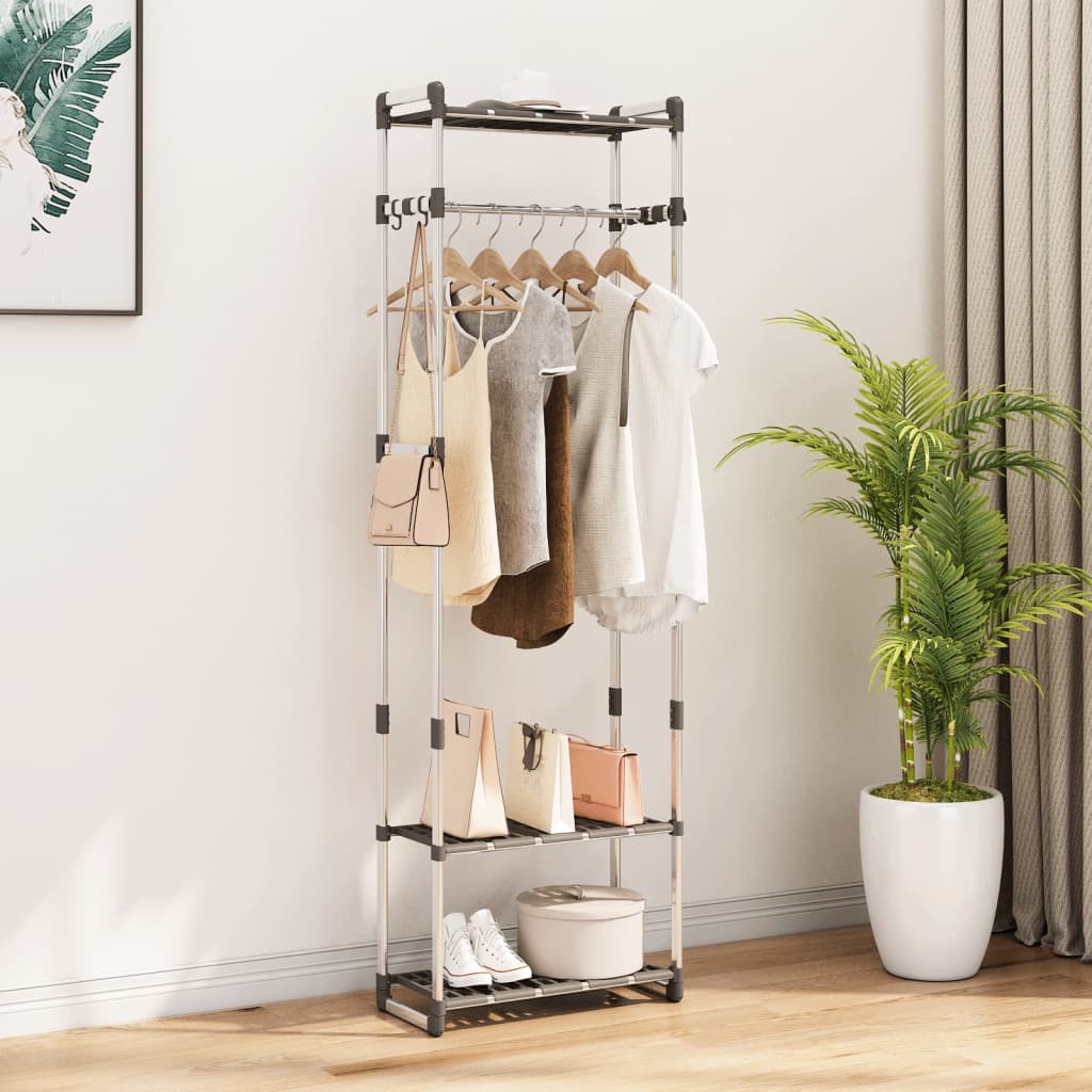 3-Tier Clothes Rack Silver 59x29x192 cm Aluminium - R and M Furniture