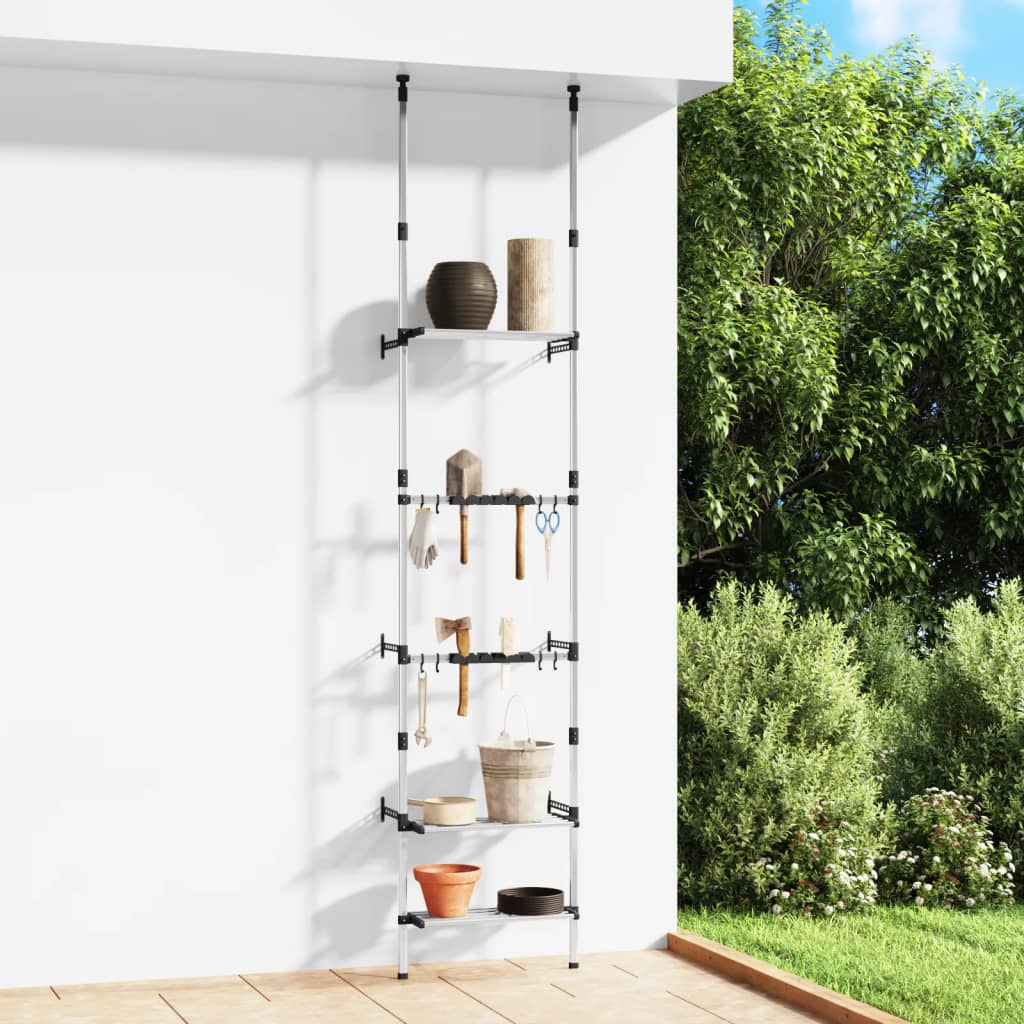 Telescopic Garden Rack with 3 Shelves Silver Aluminium - Design Hut