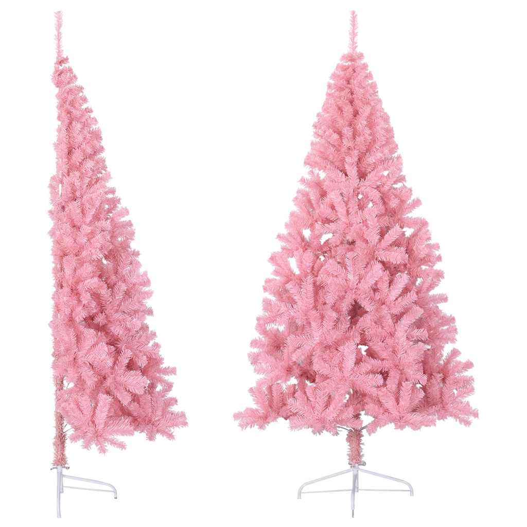 Artificial Half Christmas Tree with Stand Pink 180 cm PVC - Decor Base