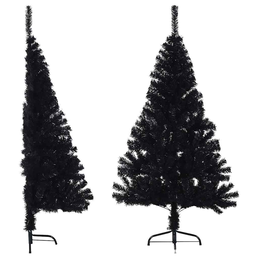 Artificial Half Christmas Tree with Stand Black 150 cm PVC - Decor Base