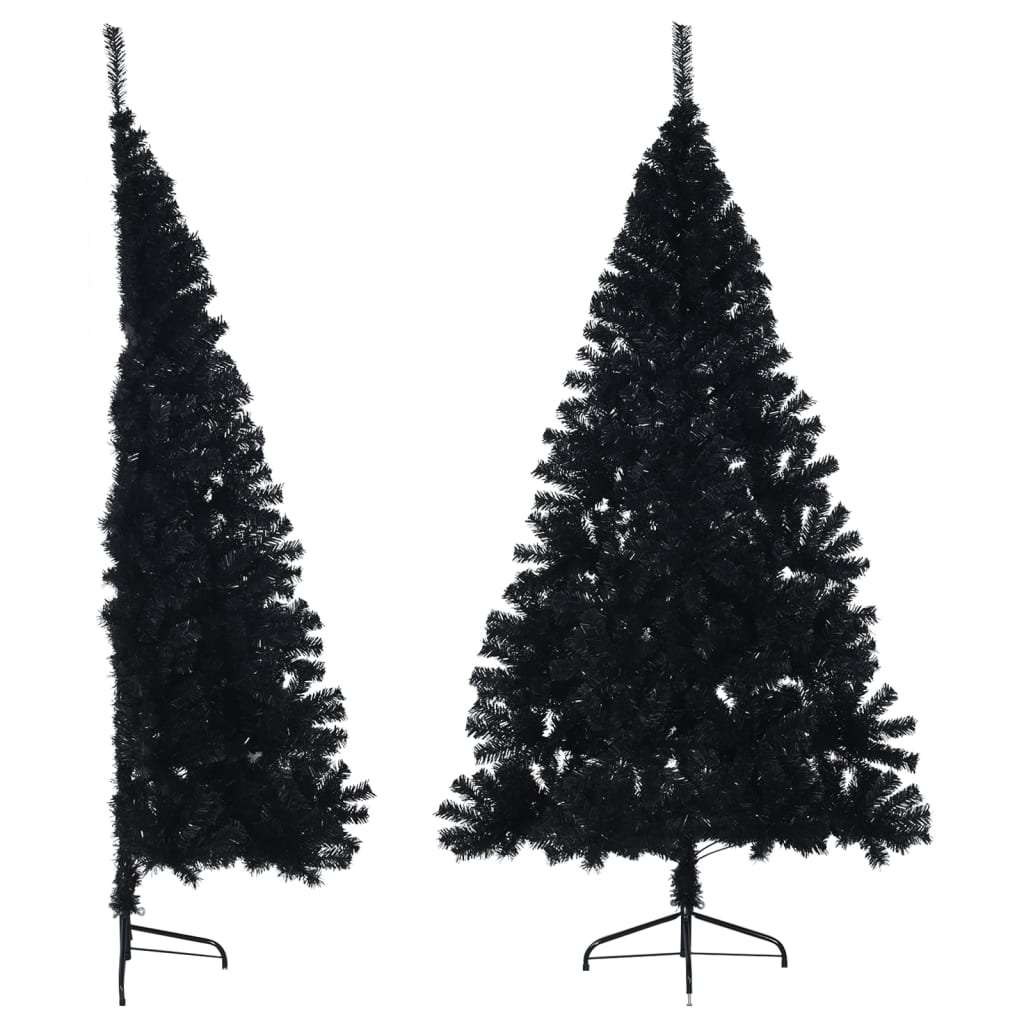 Artificial Half Christmas Tree with Stand Black 180 cm PVC - Decor Base