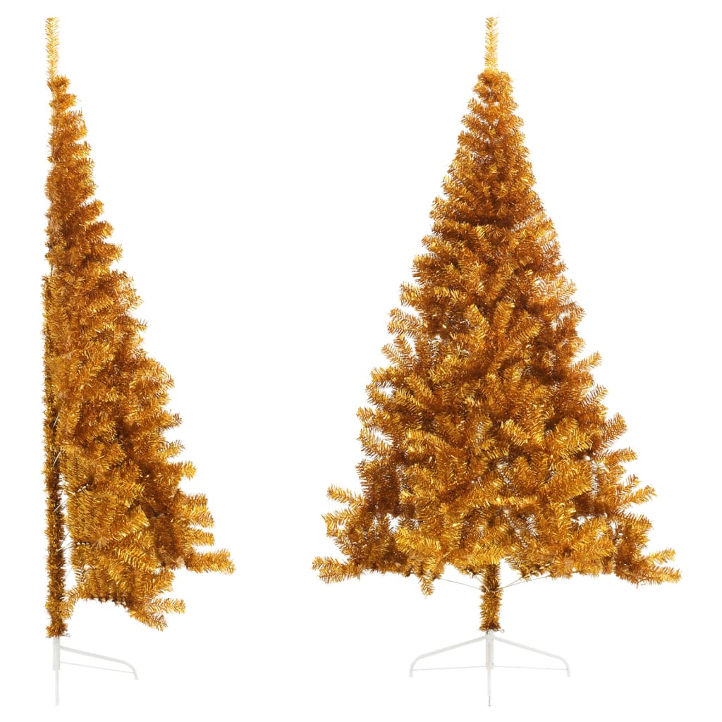 Liro Artificial Half Christmas Tree Stand Gold 240cm PET - Unbeatable Bargains