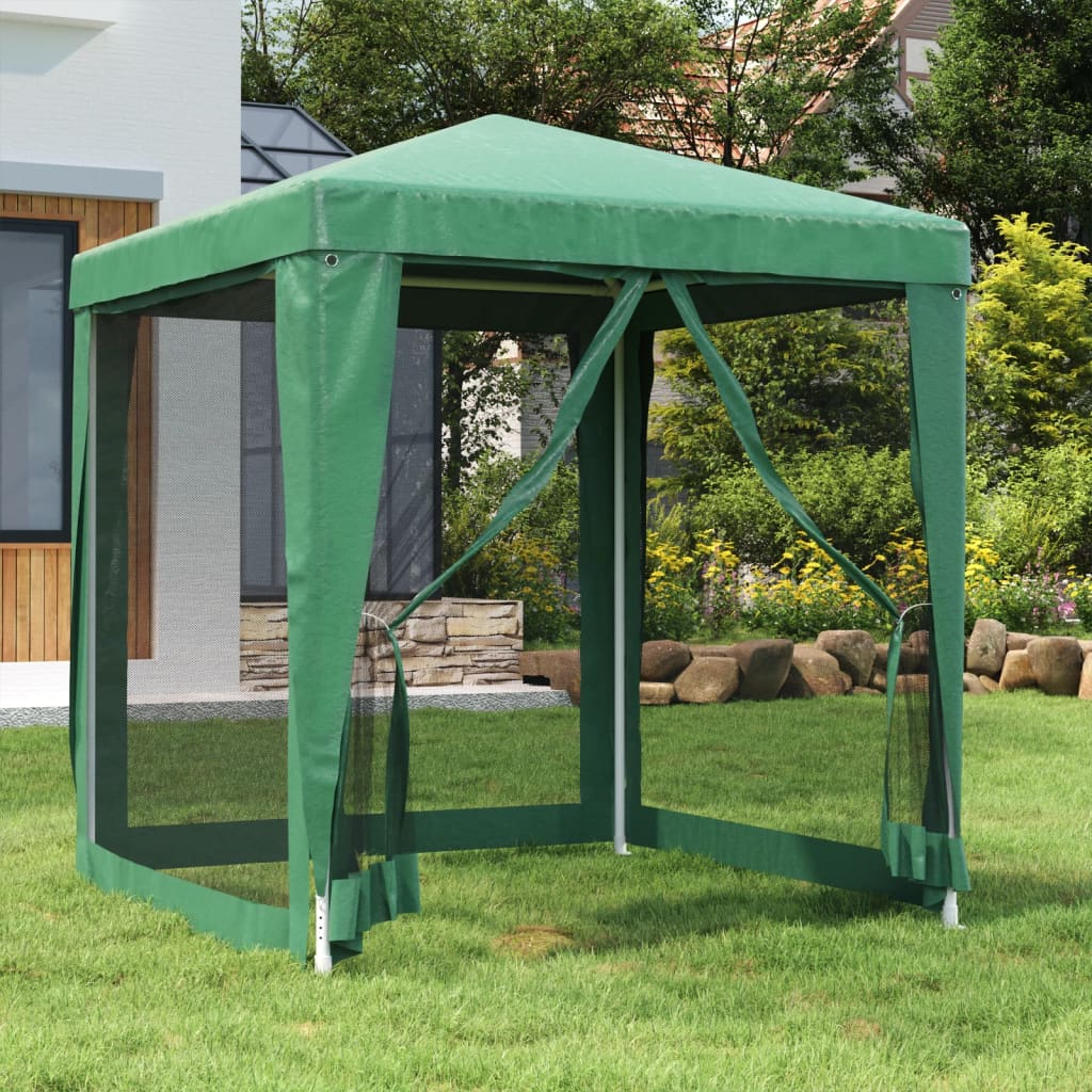 Party Tent with 4 Mesh Sidewalls Green 2x2 m HDPE - Discount Dealers