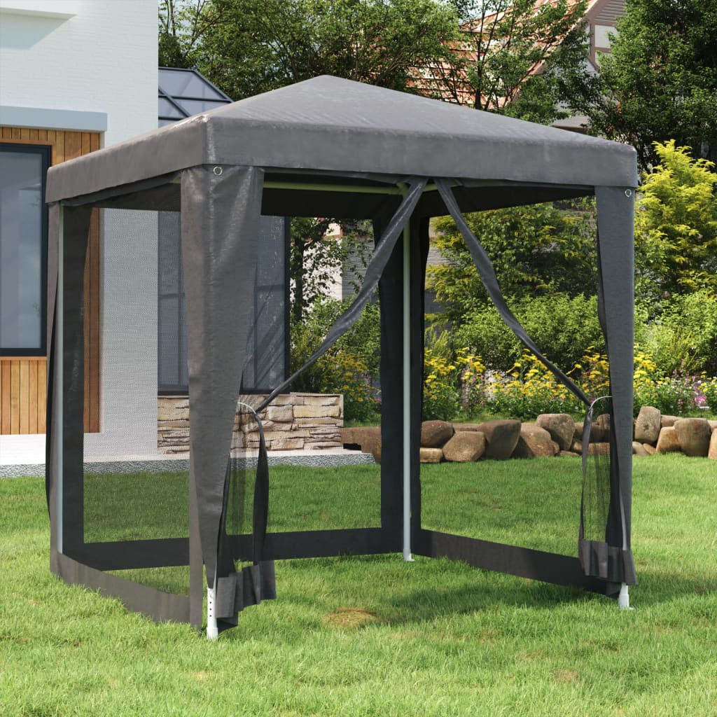 Party Tent with 4 Mesh Sidewalls Anthracite 2x2 m HDPE - R and M Furniture