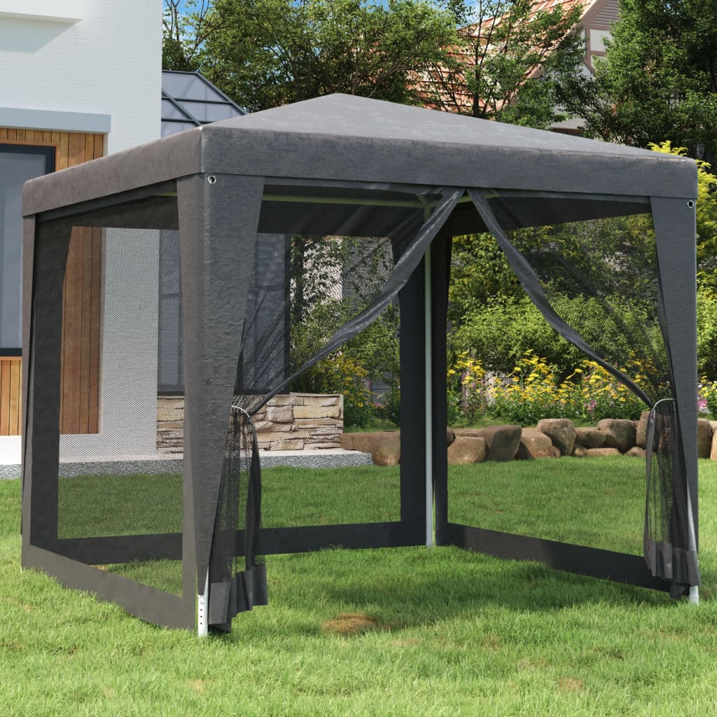 Party Tent with 4 Mesh Sidewalls Anthracite 2.5x2.5 m HDPE - Design Hut