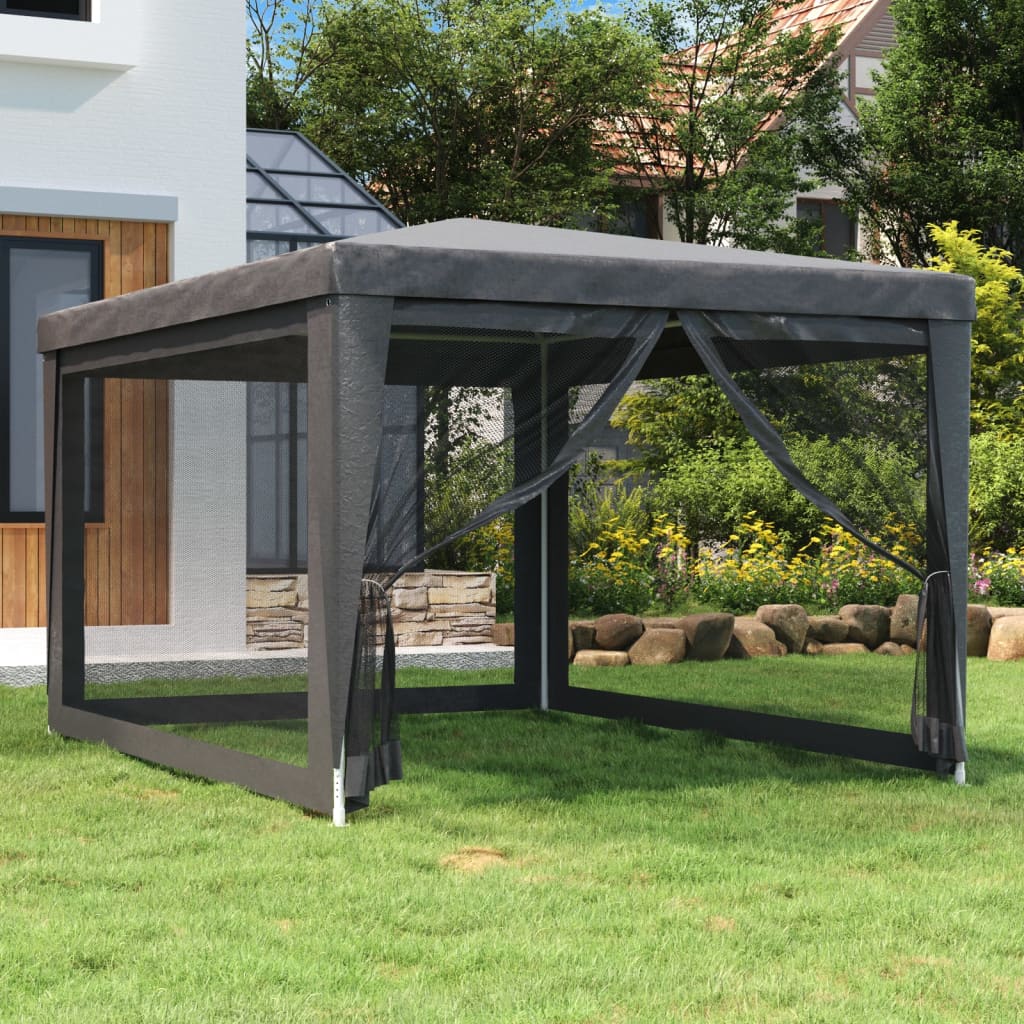 Party Tent with 4 Mesh Sidewalls Anthracite 3x4 m HDPE - Sid & Sam