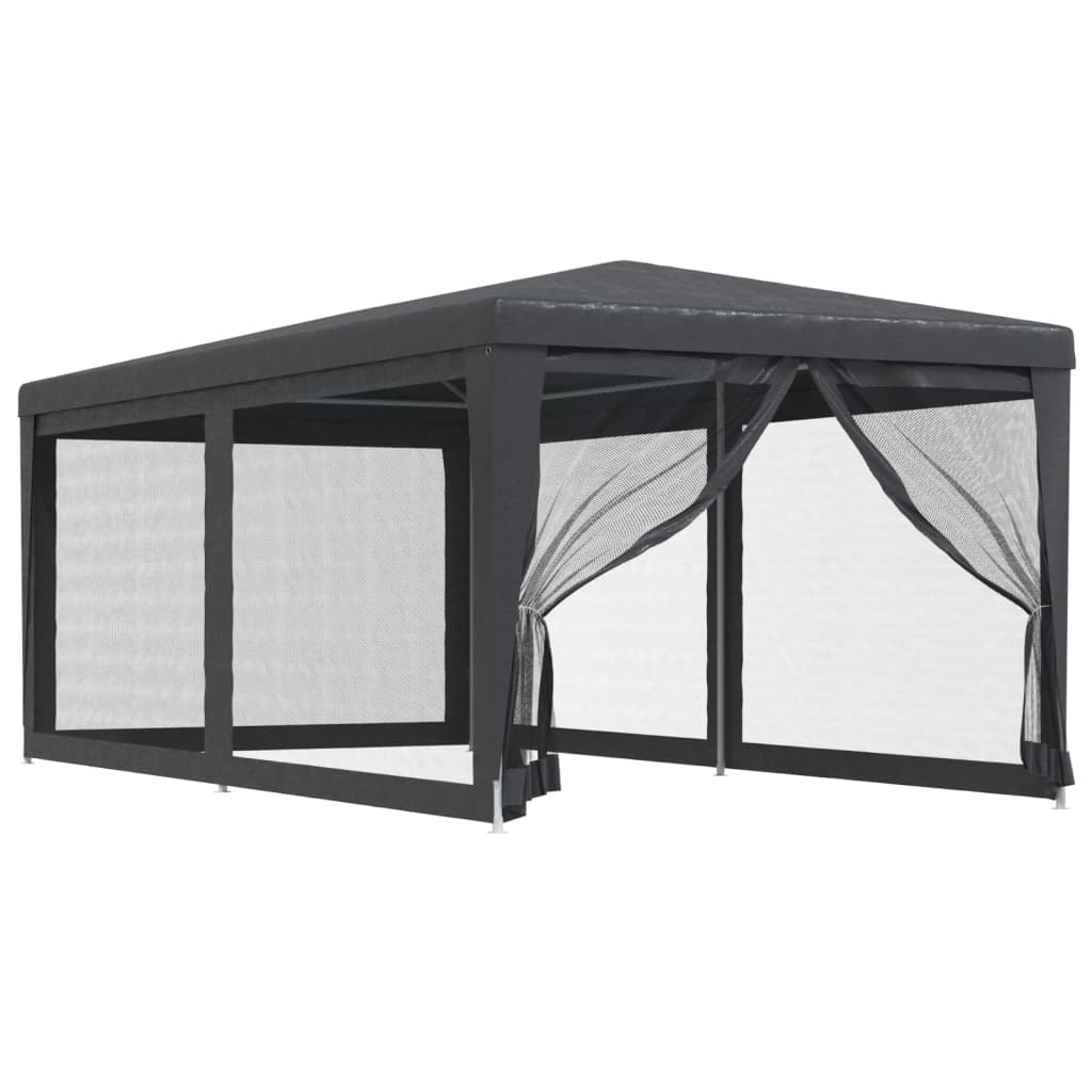 Party Tent with 6 Mesh Sidewalls Anthracite 3x6 m HDPE - Sid & Sam