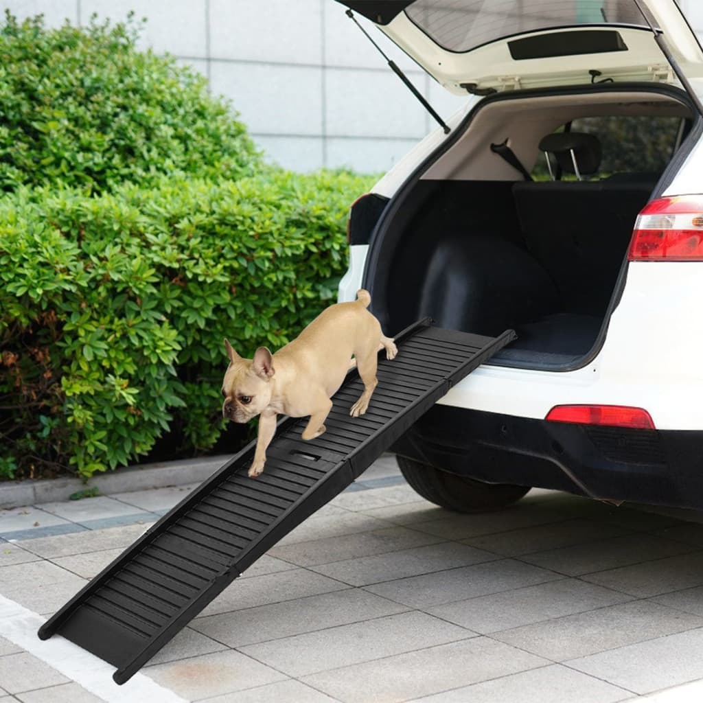 Folding Dog Ramp Black 153x40x12.5 cm Plastic - Style and Chic