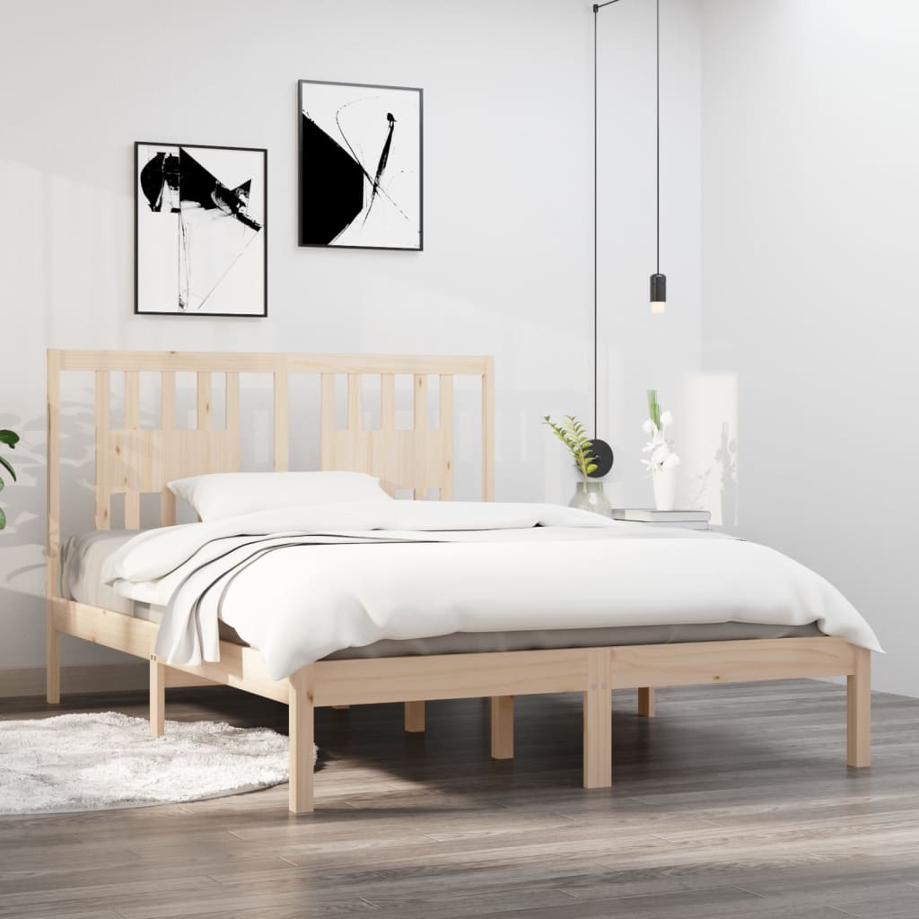 Bed Frame Solid Wood 135x190 cm Double - Discount Dealers