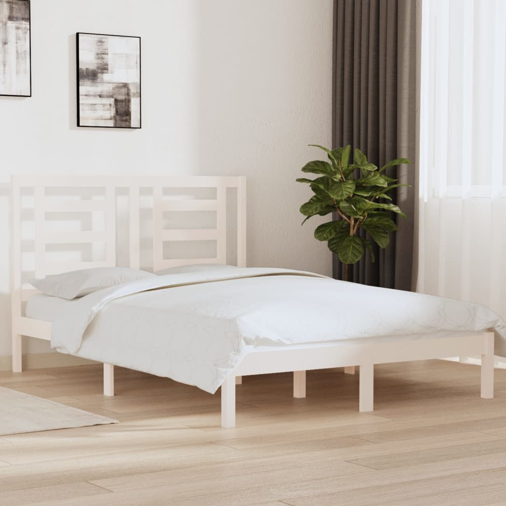 Bed Frame White Solid Wood Pine 140x200 cm - Style and Chic