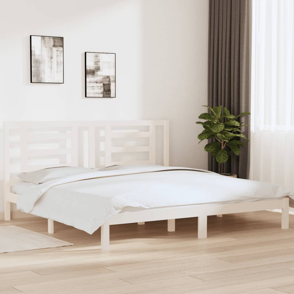 Bed Frame White Solid Wood Pine 200x200 cm - Millennium Furniture