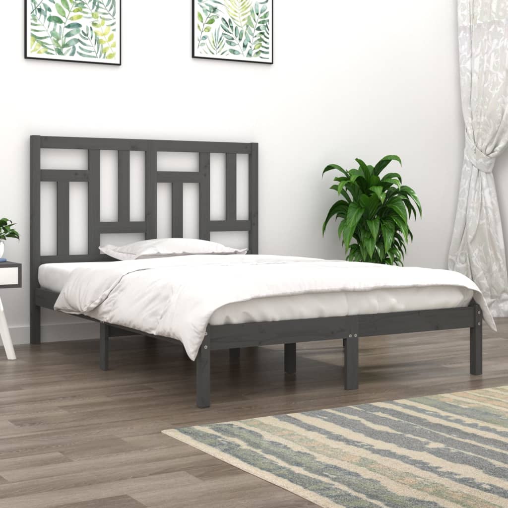 Bed Frame Grey Solid Wood Pine 200x200 cm - Tyrell & Tyrell