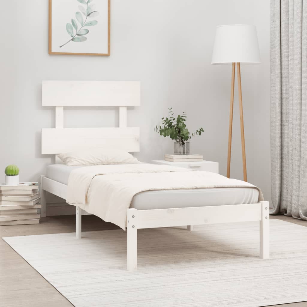 Bed Frame White Solid Wood 90x190 cm Single - Casper Homes