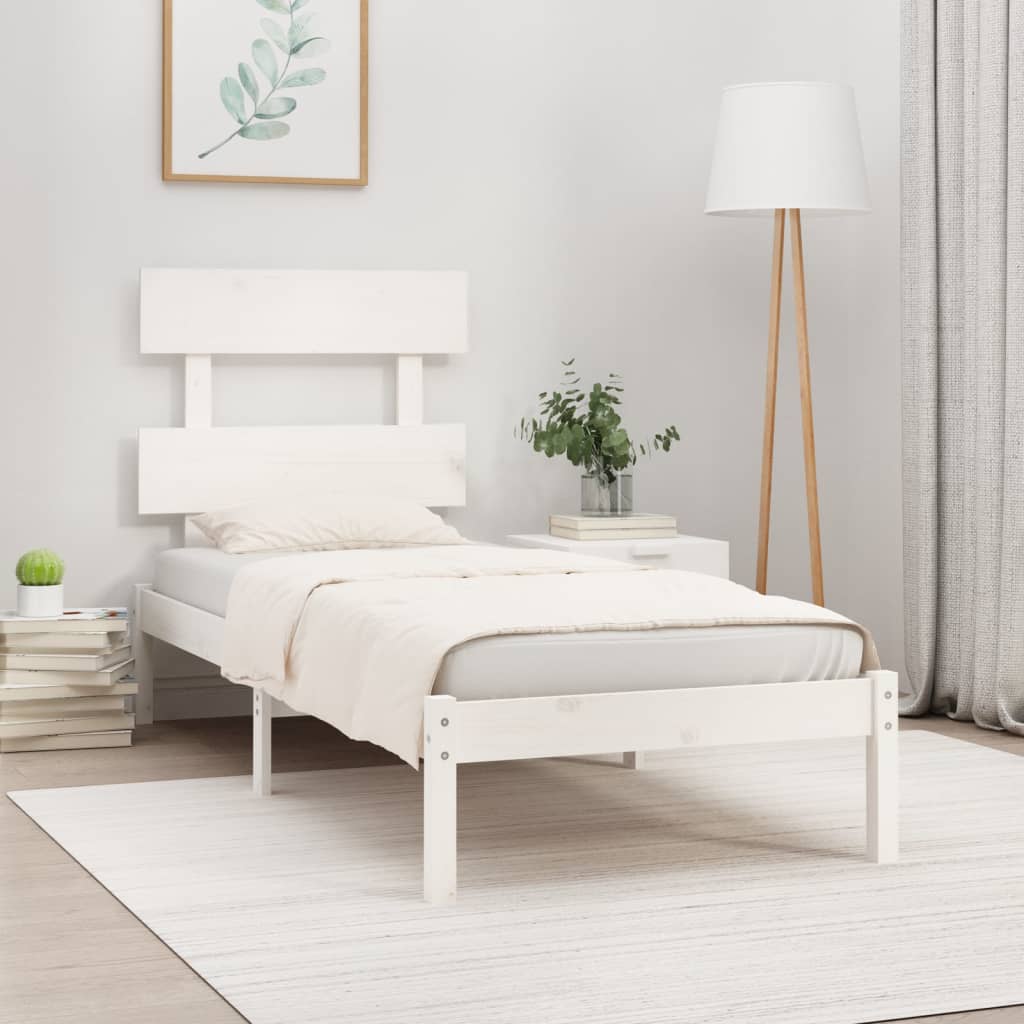 Bed Frame White Solid Wood 90x200 cm - Millennium Furniture