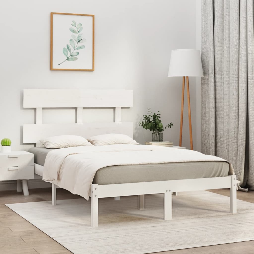 Bed Frame White Solid Wood 120x200 cm - Merlin Deals