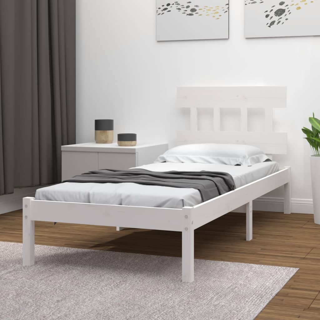 Bed Frame White Solid Wood 100x200 cm - Millennium Furniture