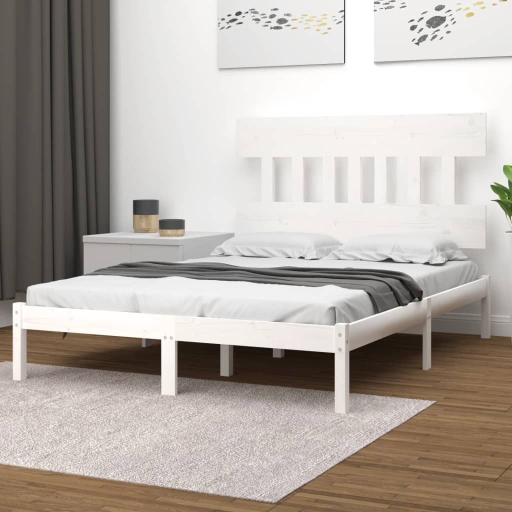 Bed Frame White Solid Wood 160x200 cm - Casper Homes