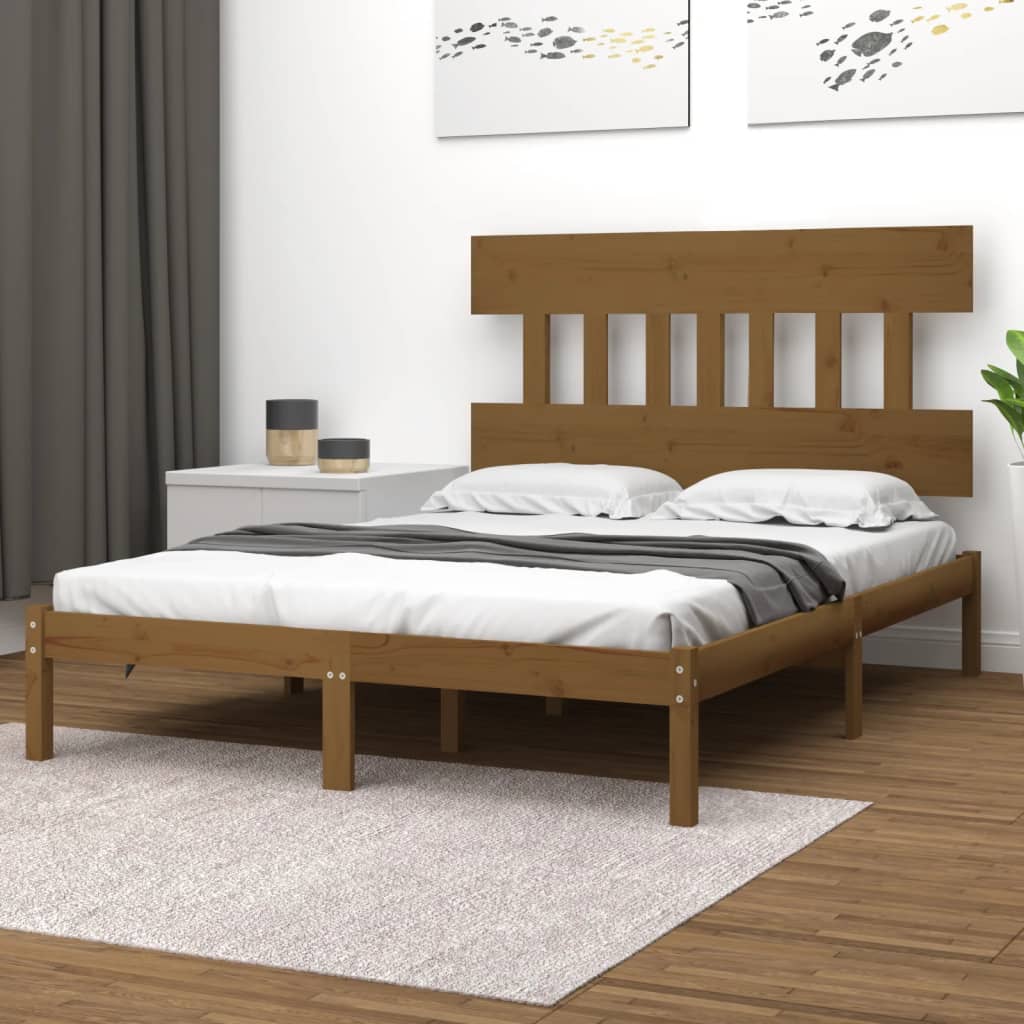 Bed Frame Honey Brown Solid Wood 200x200 cm - Style and Chic