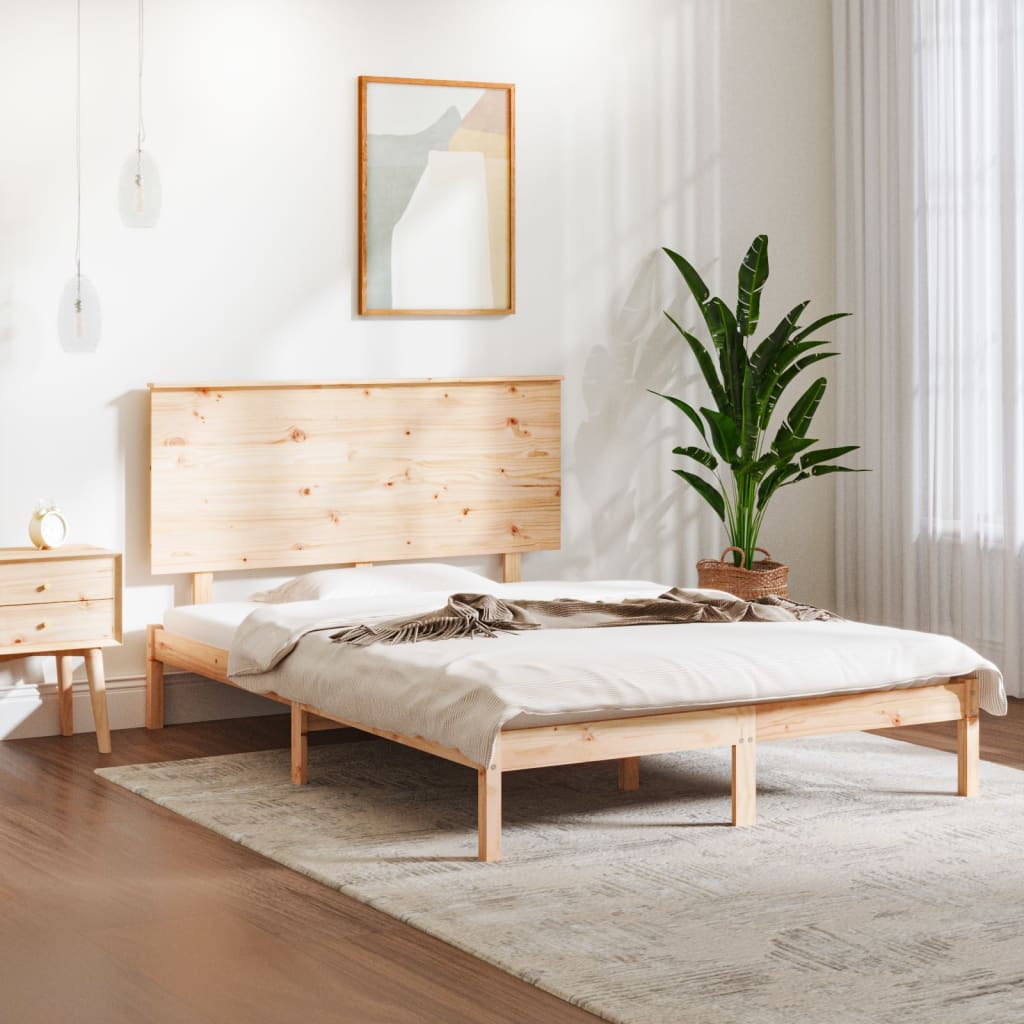 Bed Frame Solid Wood Pine 140x190 cm - All Things Good