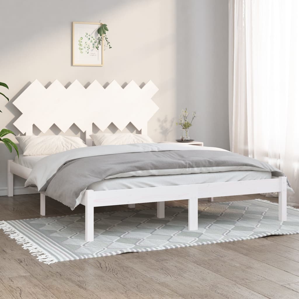 Bed Frame White 140x190 cm Solid Wood - Merlin Deals