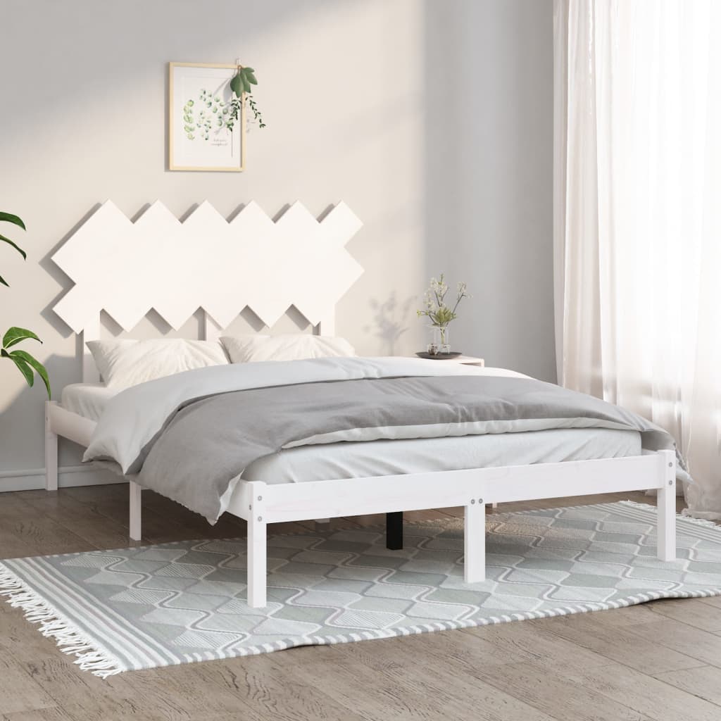 Bed Frame White 120x200 cm Solid Wood - All Things Good
