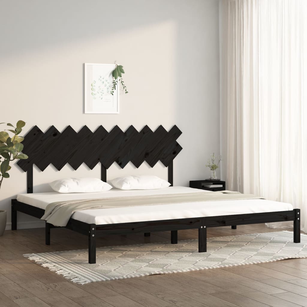 Bed Frame Black 200x200 cm Solid Wood - Style and Chic
