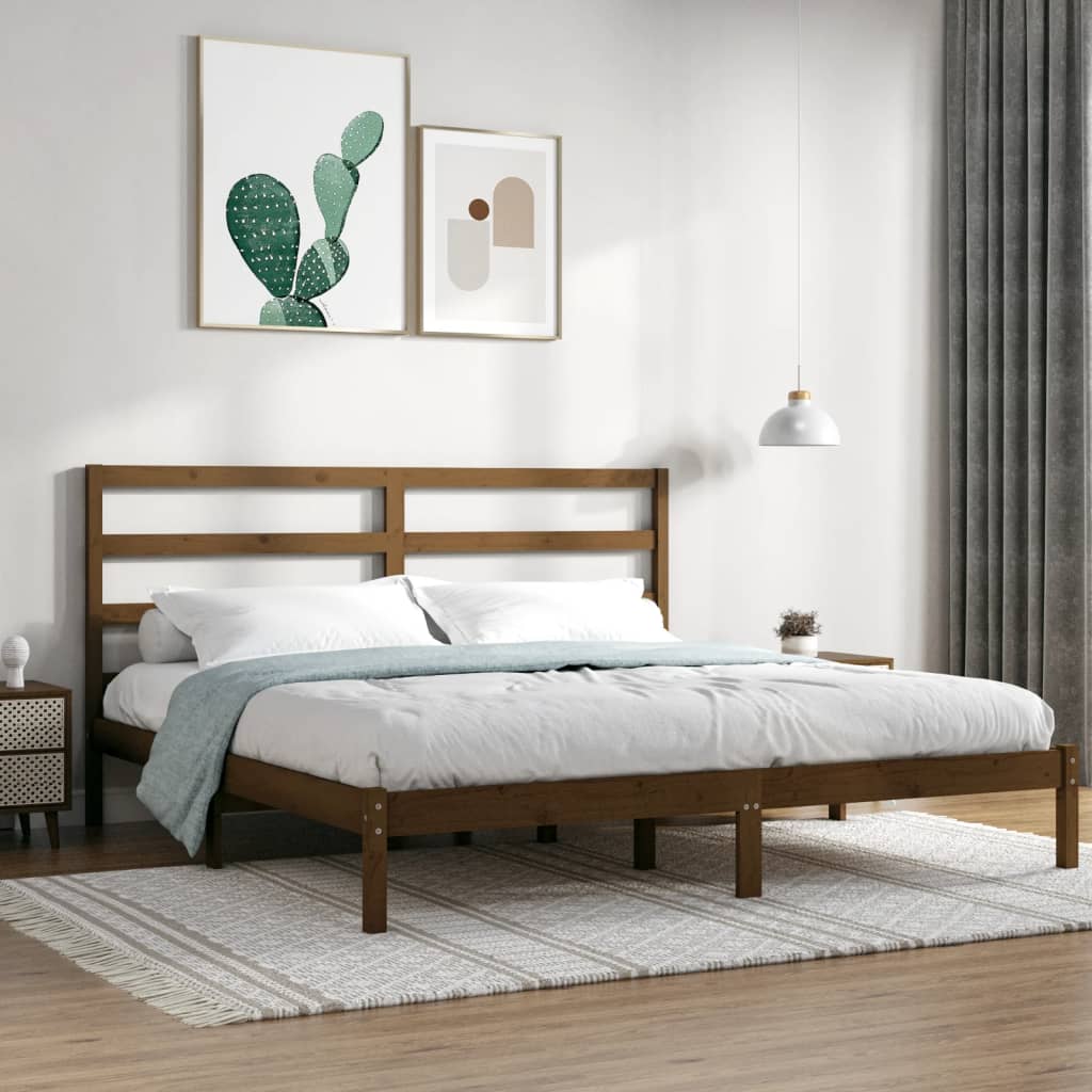 Bed Frame Honey Brown Solid Wood Pine 200x200 cm - Direct Imports