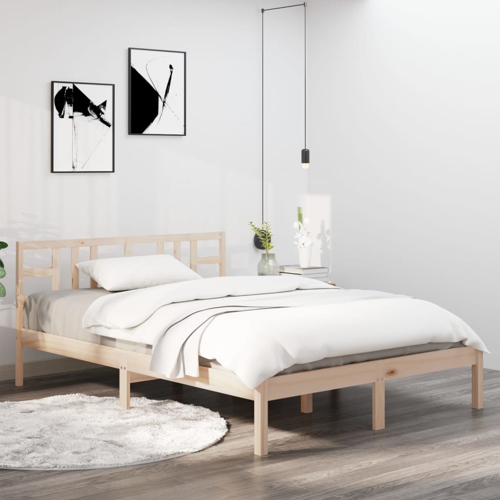 Bed Frame Solid Wood 135x190 cm Double - Sid & Sam