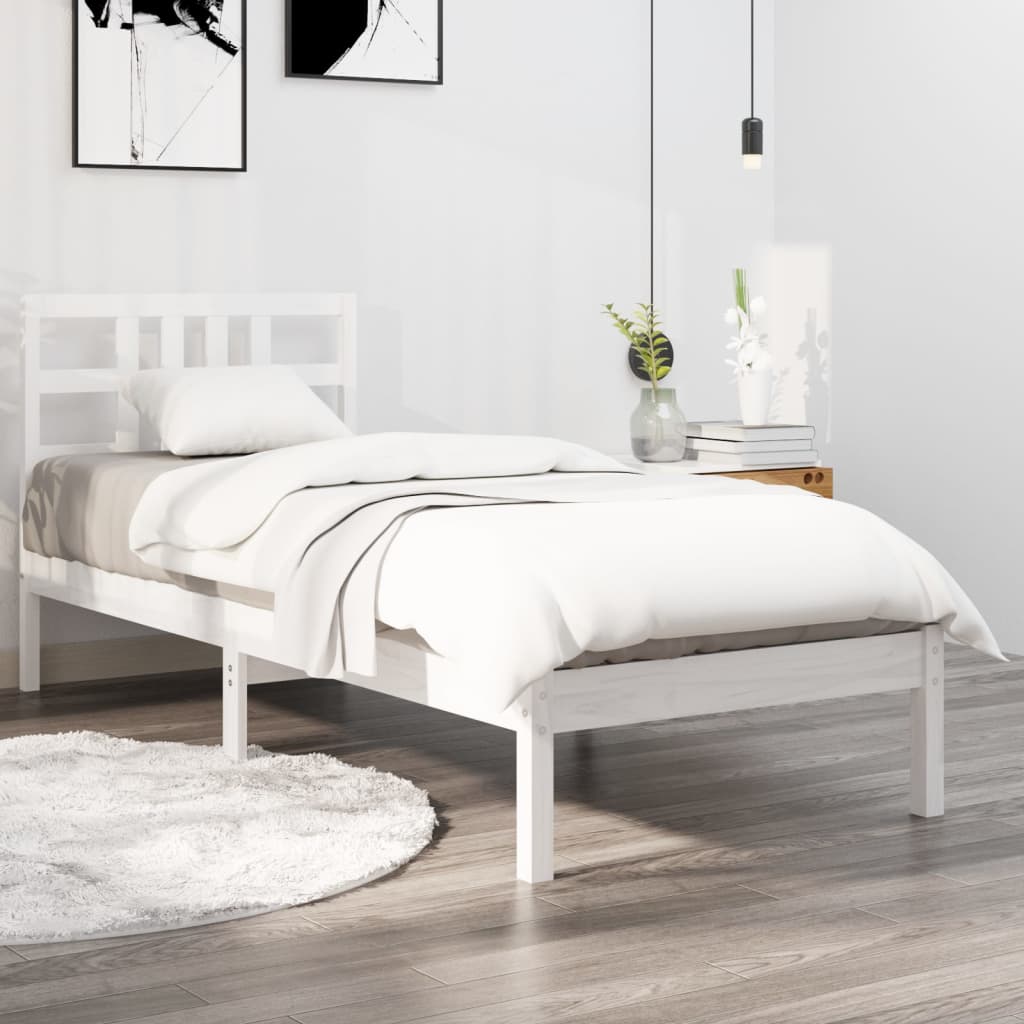 Bed Frame White Solid Wood 100x200 cm - Unbeatable Bargains