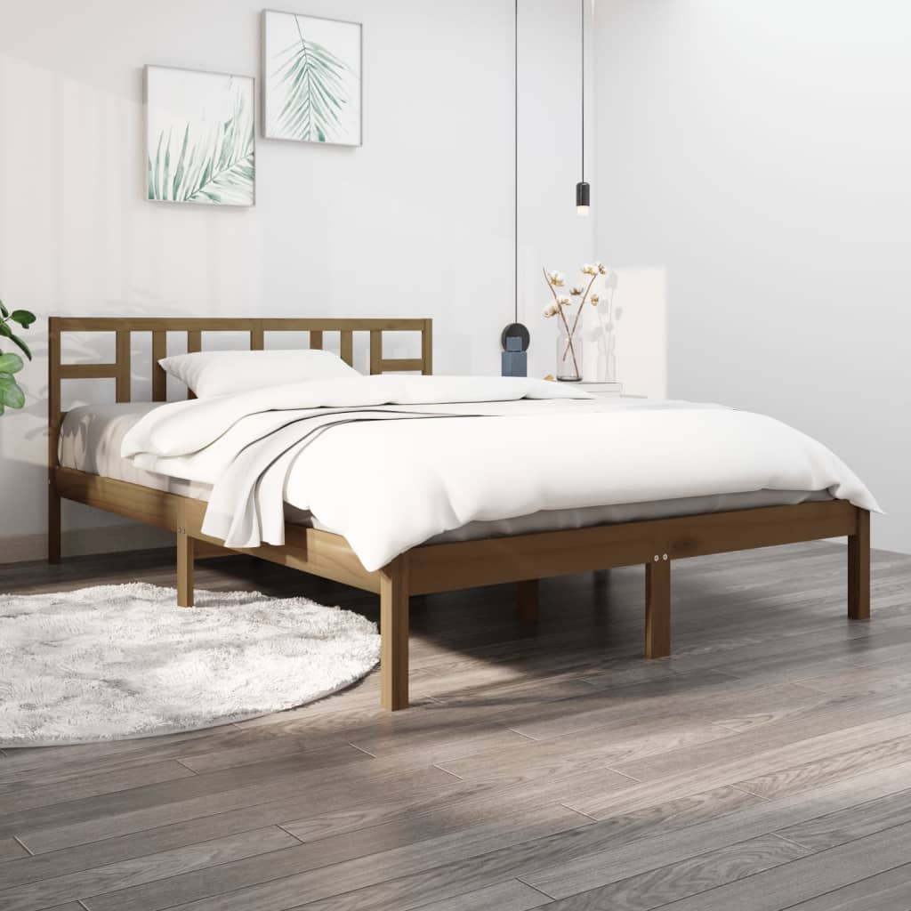 Bed Frame Honey Brown Solid Wood 200x200 cm - Style and Chic