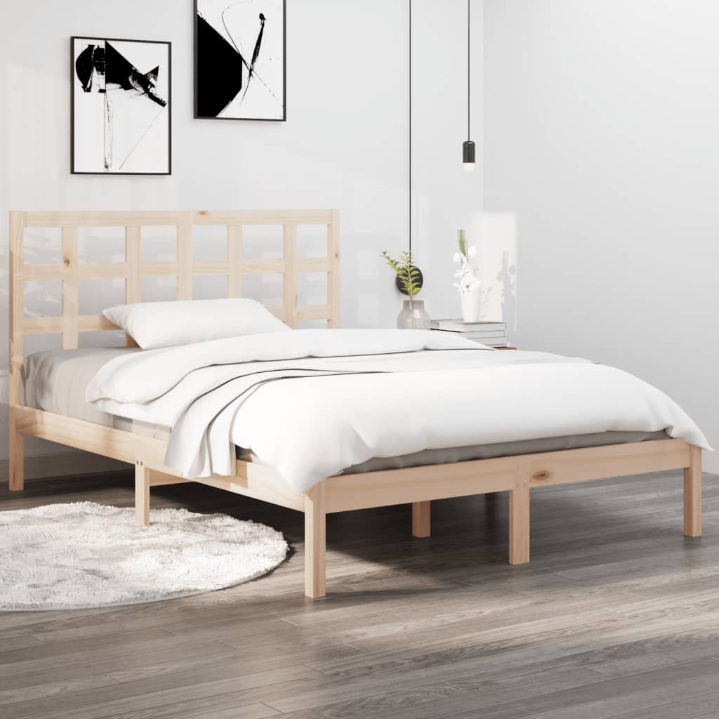 Bed Frame Solid Wood 135x190 cm Double - Brittle & Co