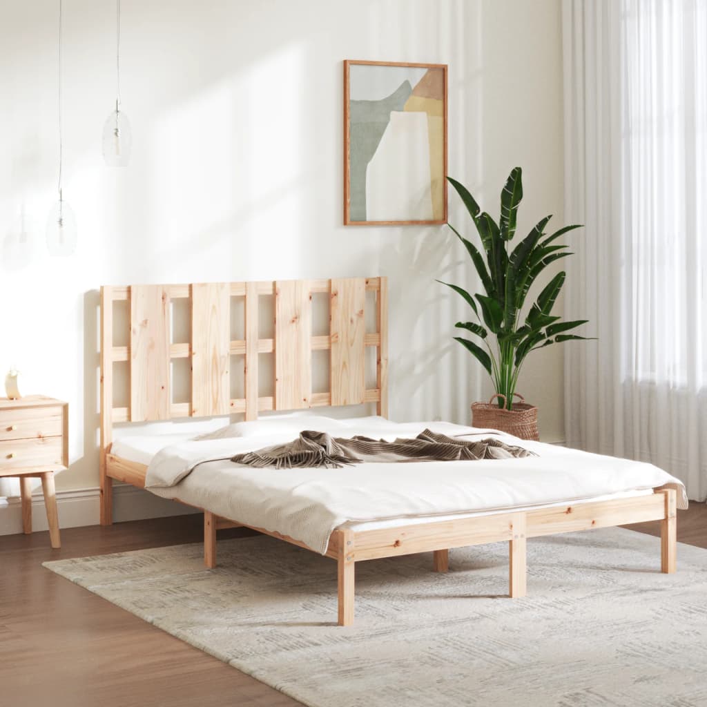 Bed Frame Solid Wood 135x190 cm Double - The Home Maker