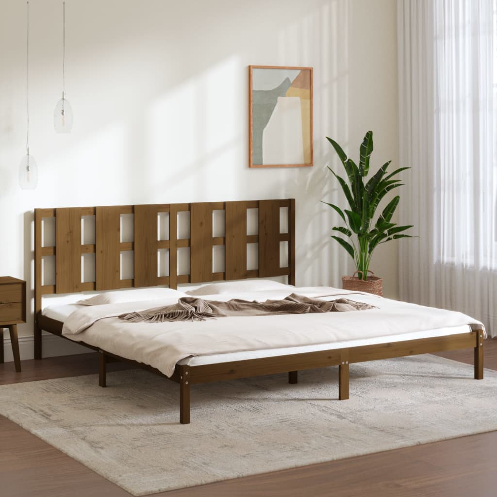 Bed Frame Honey Brown Solid Wood Pine 200x200 cm - Direct Imports