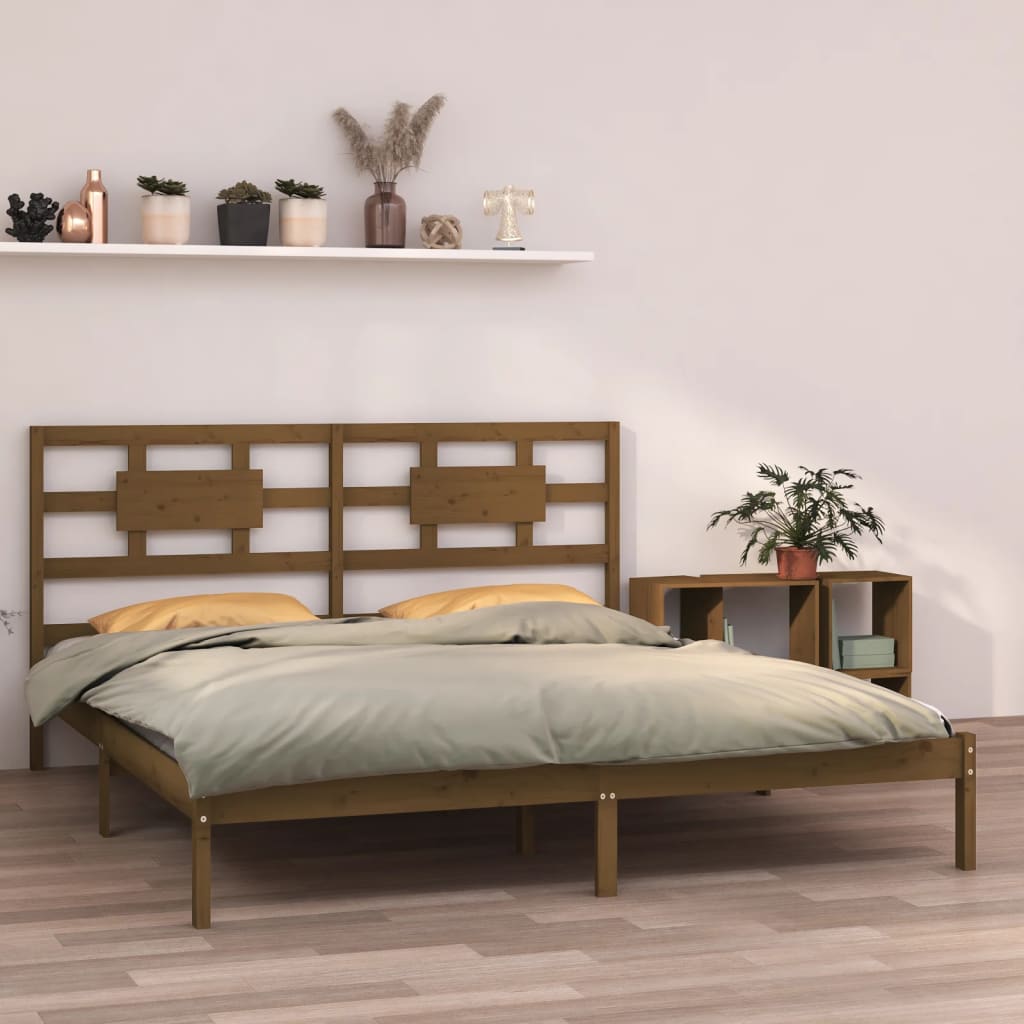 Bed Frame Honey Brown Solid Wood 200x200 cm - Style and Chic