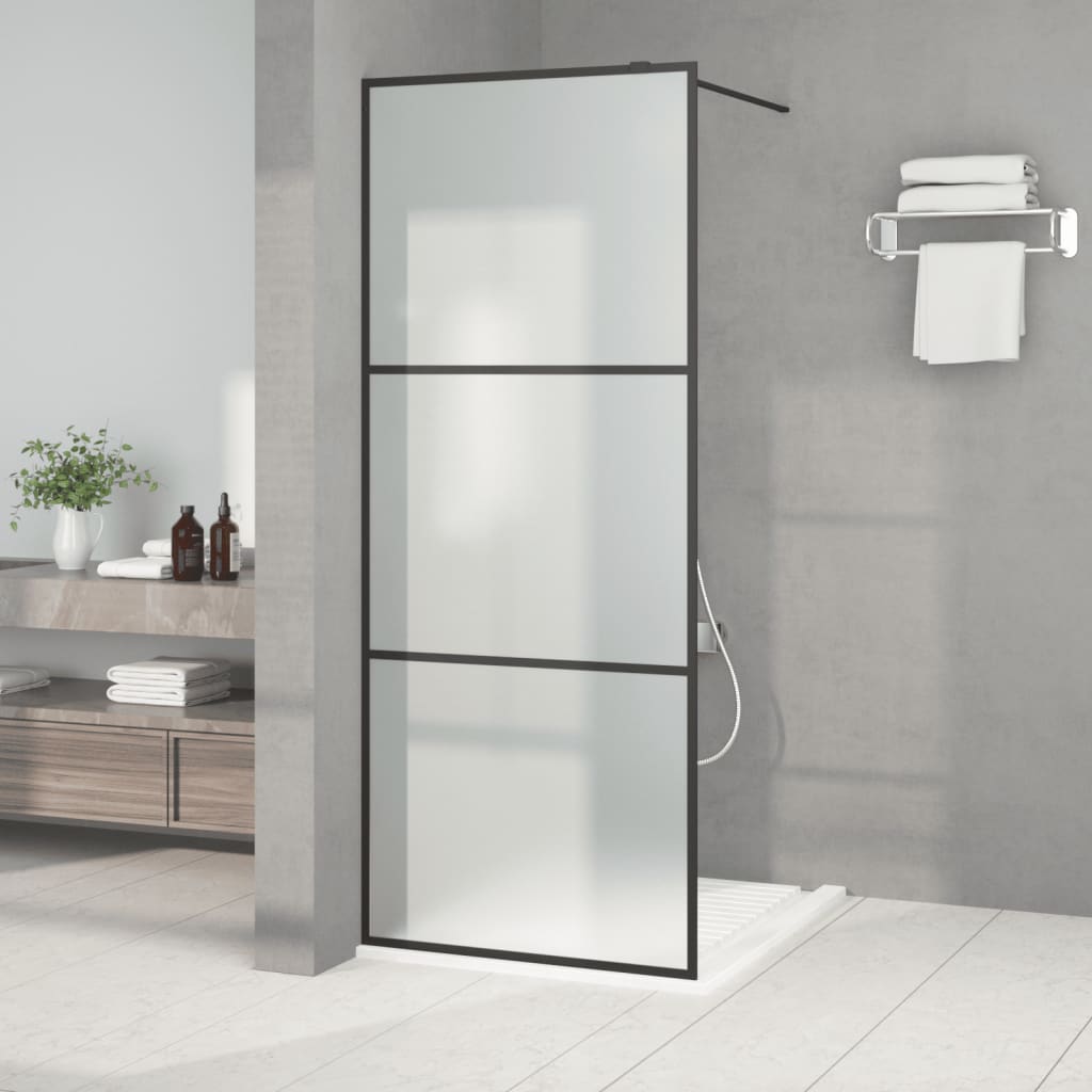 Walk-in Shower Wall Black 80x195 cm Frosted ESG Glass - Merlin Deals