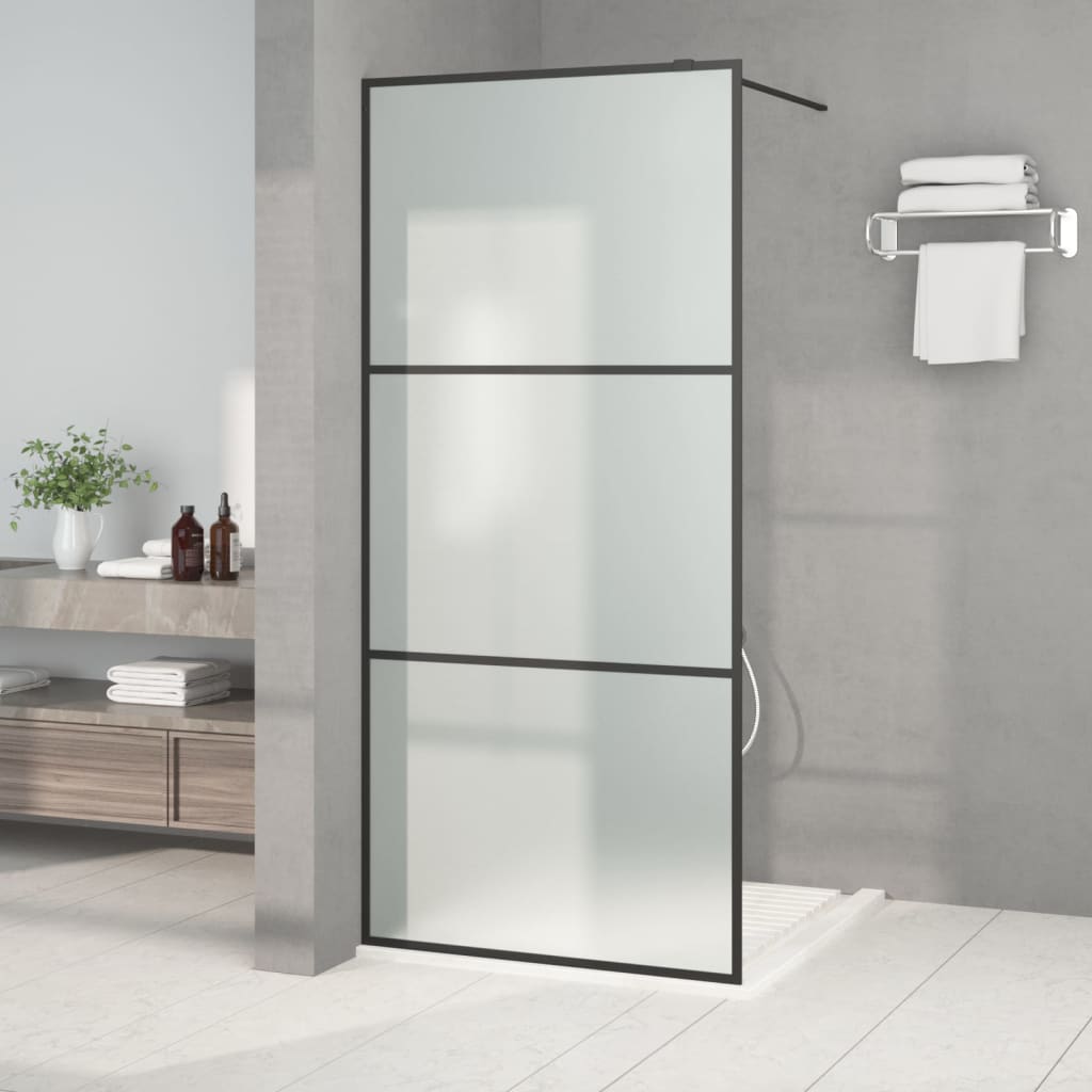 Walk-in Shower Wall Black 90x195 cm Frosted ESG Glass - Brittle & Co