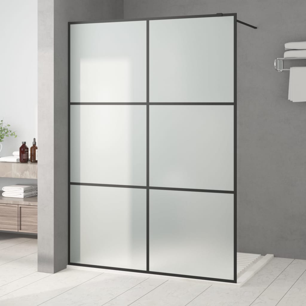 Walk-in Shower Wall Black 140x195 cm Frosted ESG Glass - Discount Dealers