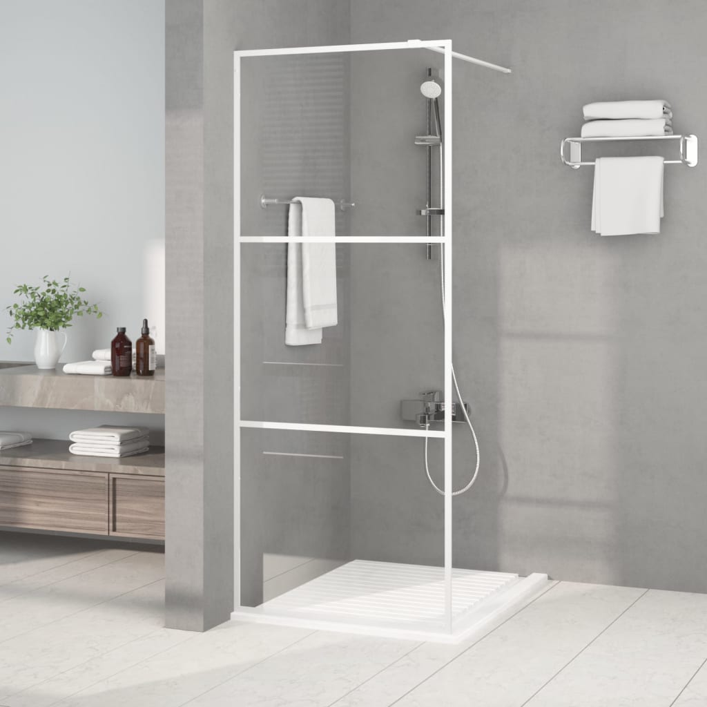 Walk-in Shower Wall White 80x195 cm Clear ESG Glass - Millennium Furniture