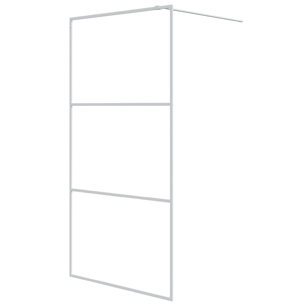 Walk-in Shower Wall White 100x195 cm Clear ESG Glass - Direct Imports