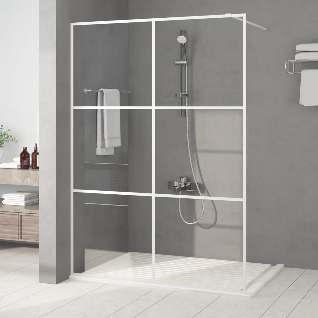 Walk-in Shower Wall White 140x195 cm Clear ESG Glass - Brittle & Co